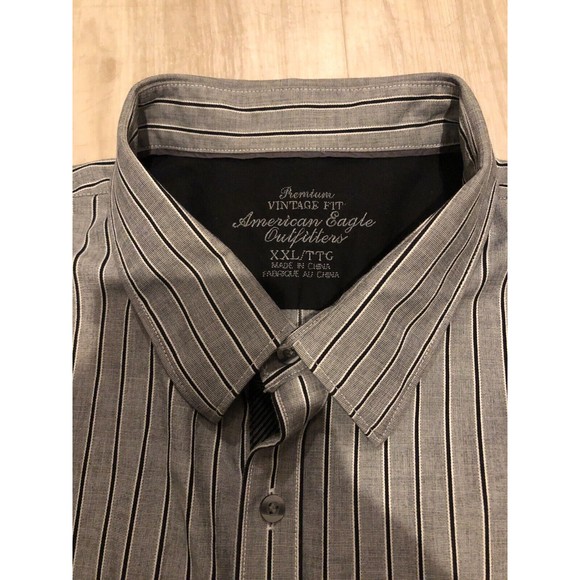 American Eagle Outfitter Premium Vintage Fit Men’s Gray Stripes Down XXL 2XLarge - Picture 2 of 14
